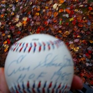 Autographed Enos Slaughter HOF 1985 baseball